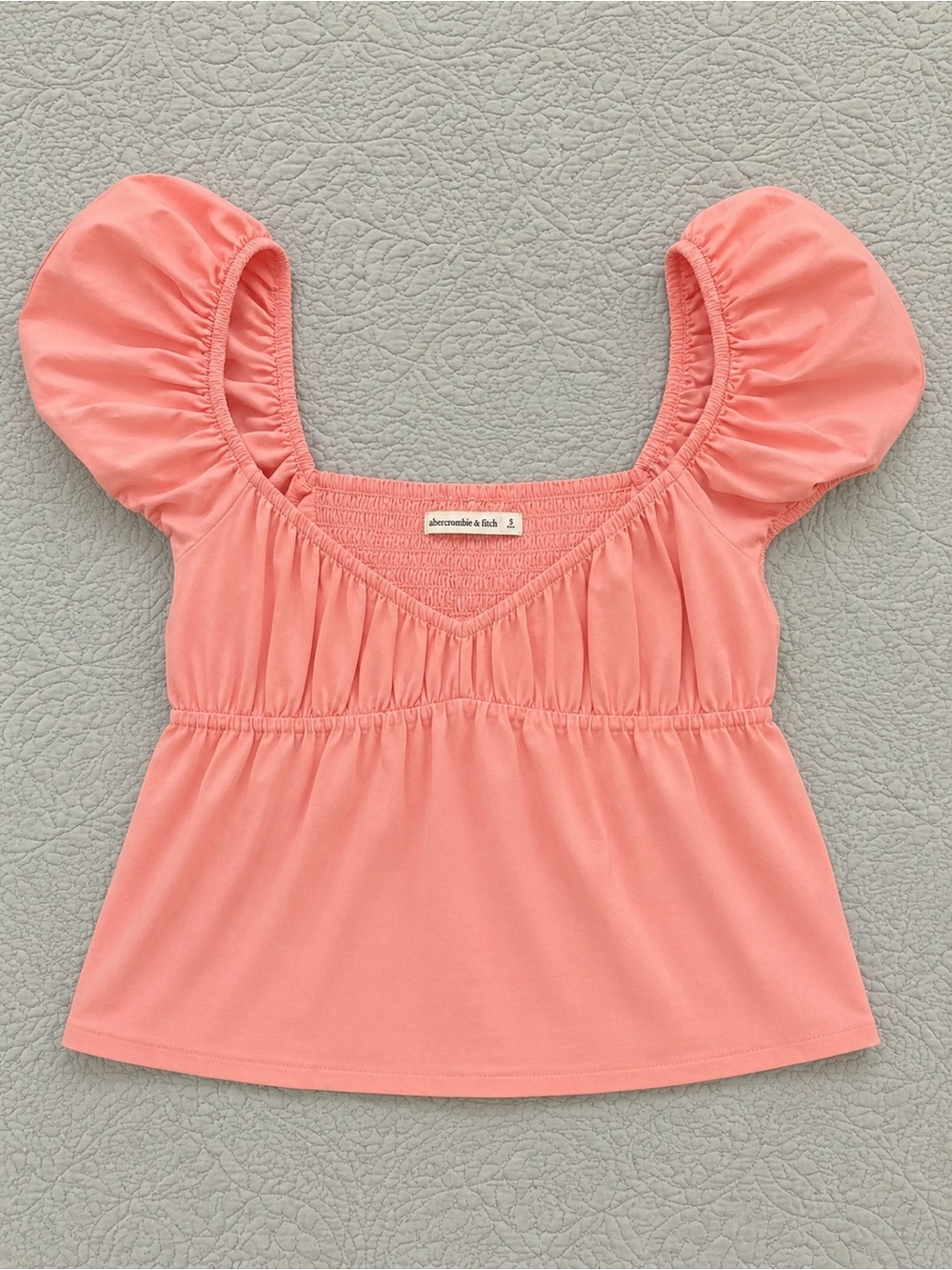 Abercrombie & Fitch Pink Puff Sleeve Babydoll Top Size Small Coquette